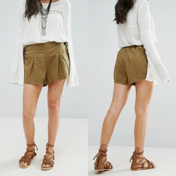 Free People Silver Springs Lace Up Linen Shorts - Picture 2 of 8